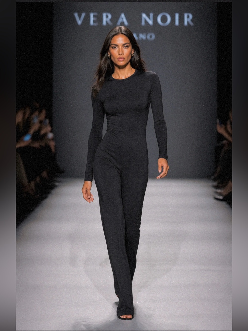 Sleek Black Long-Sleeve Jumpsuit